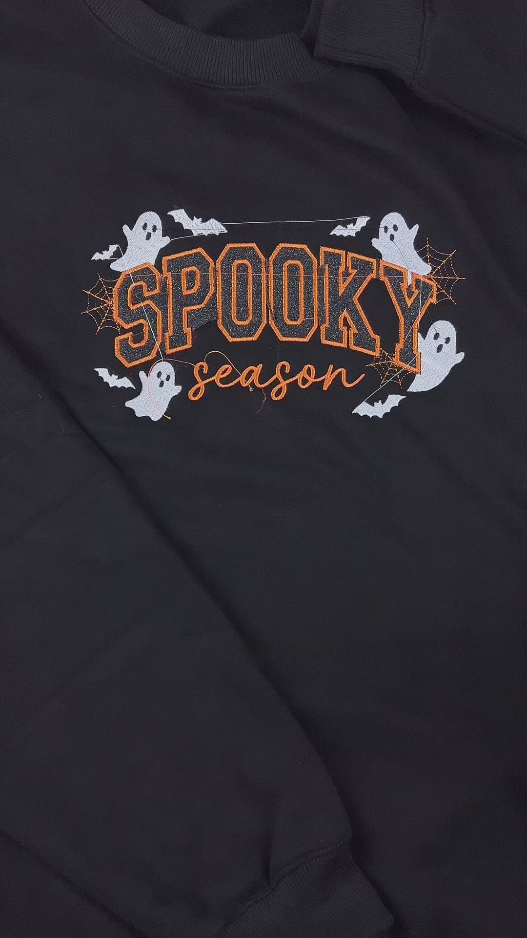 Spooky Season Embroidered Sweatshirt – Cute Ghost Halloween Hoodie