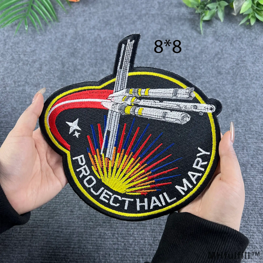 MHfulfill custom 8x8 inch Sci-Fi tactical patch showcasing detailed spaceship embroidery.