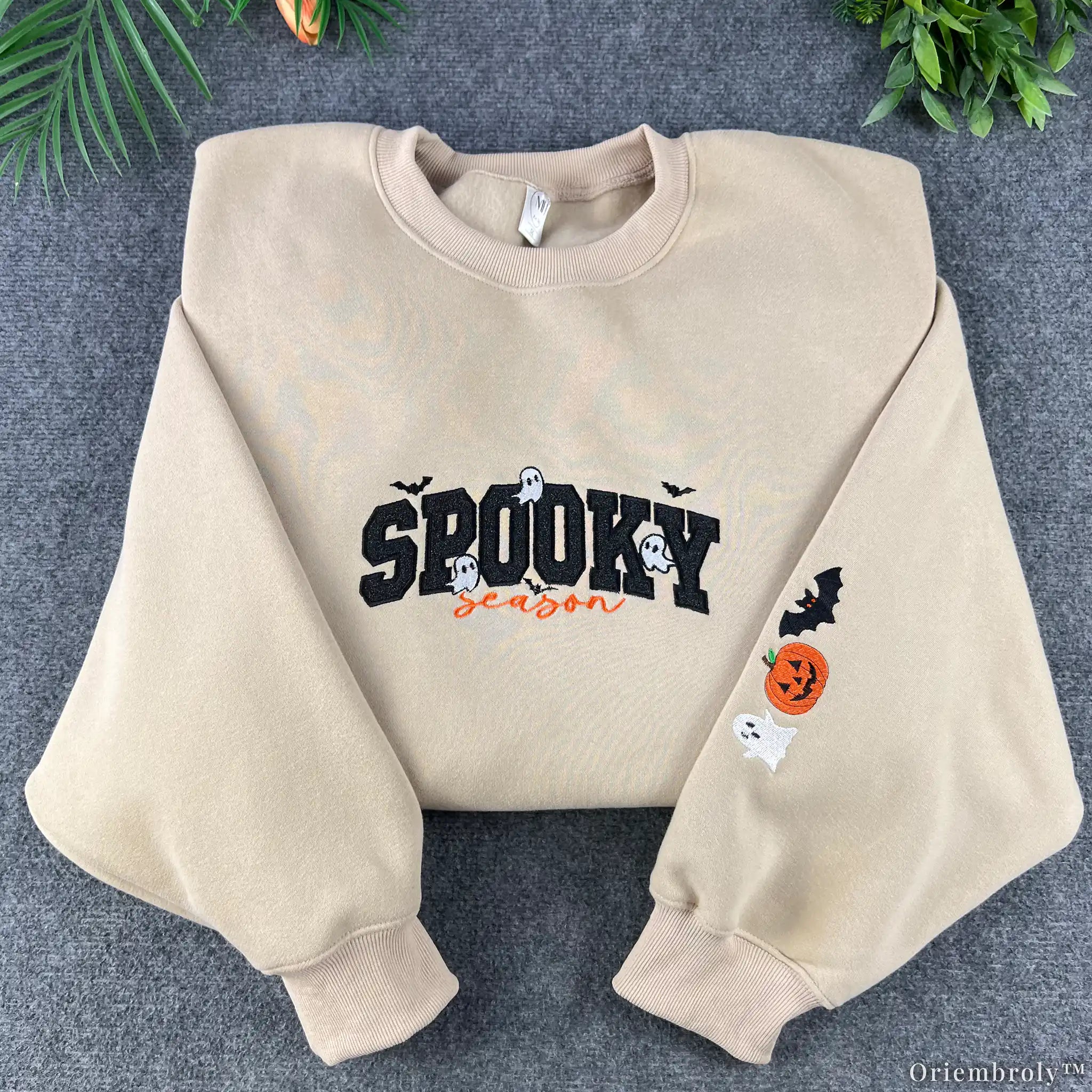Spooky Season embroidered sweatshirt with ghost Halloween design