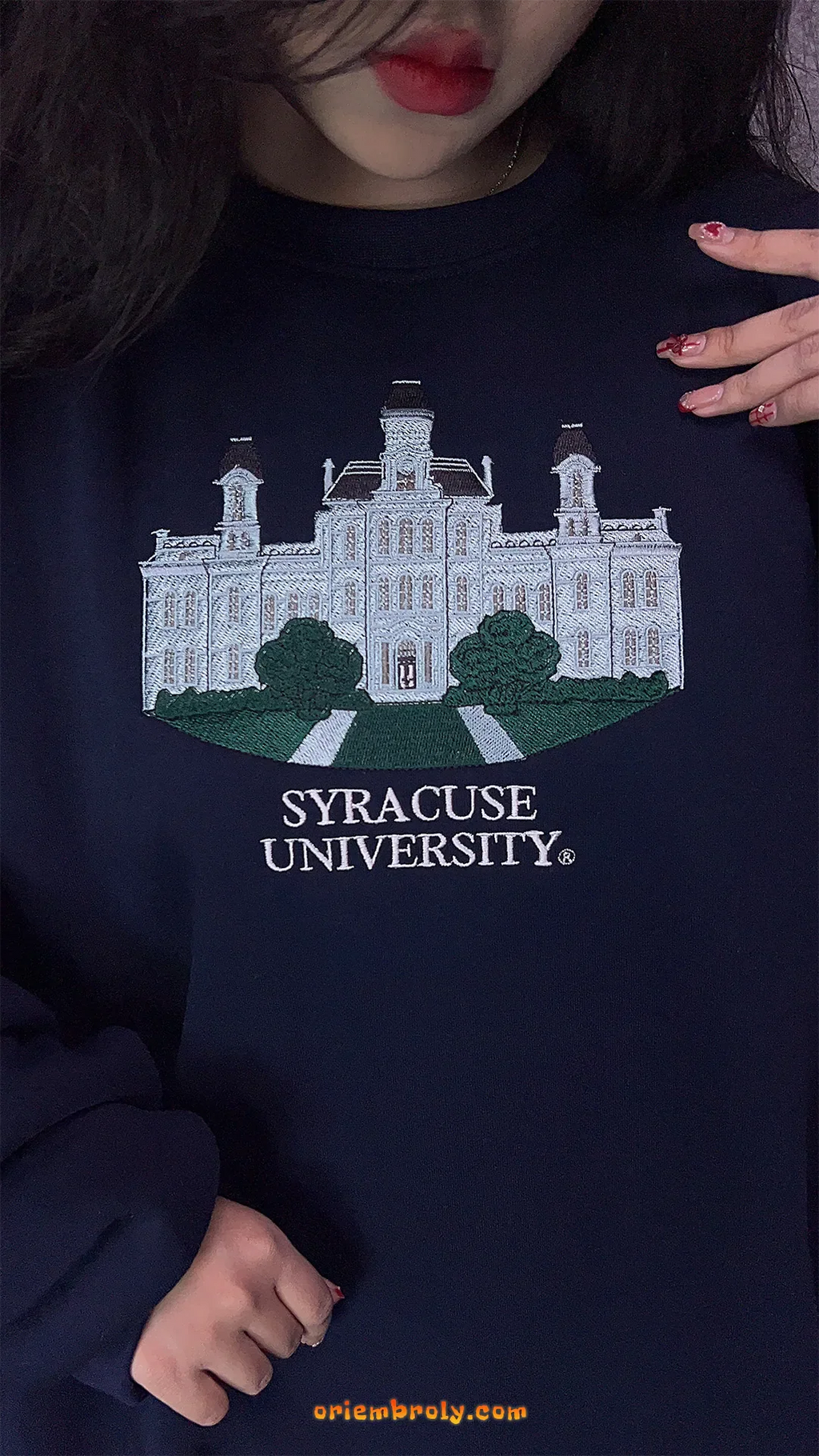 SU Orange inspired embroidered sweatshirt