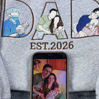 High-quality unisex grey fleece embroidered sweatshirt for fathers day shopping layout.
