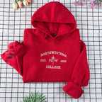 Vintage style beige hoodie with university theme