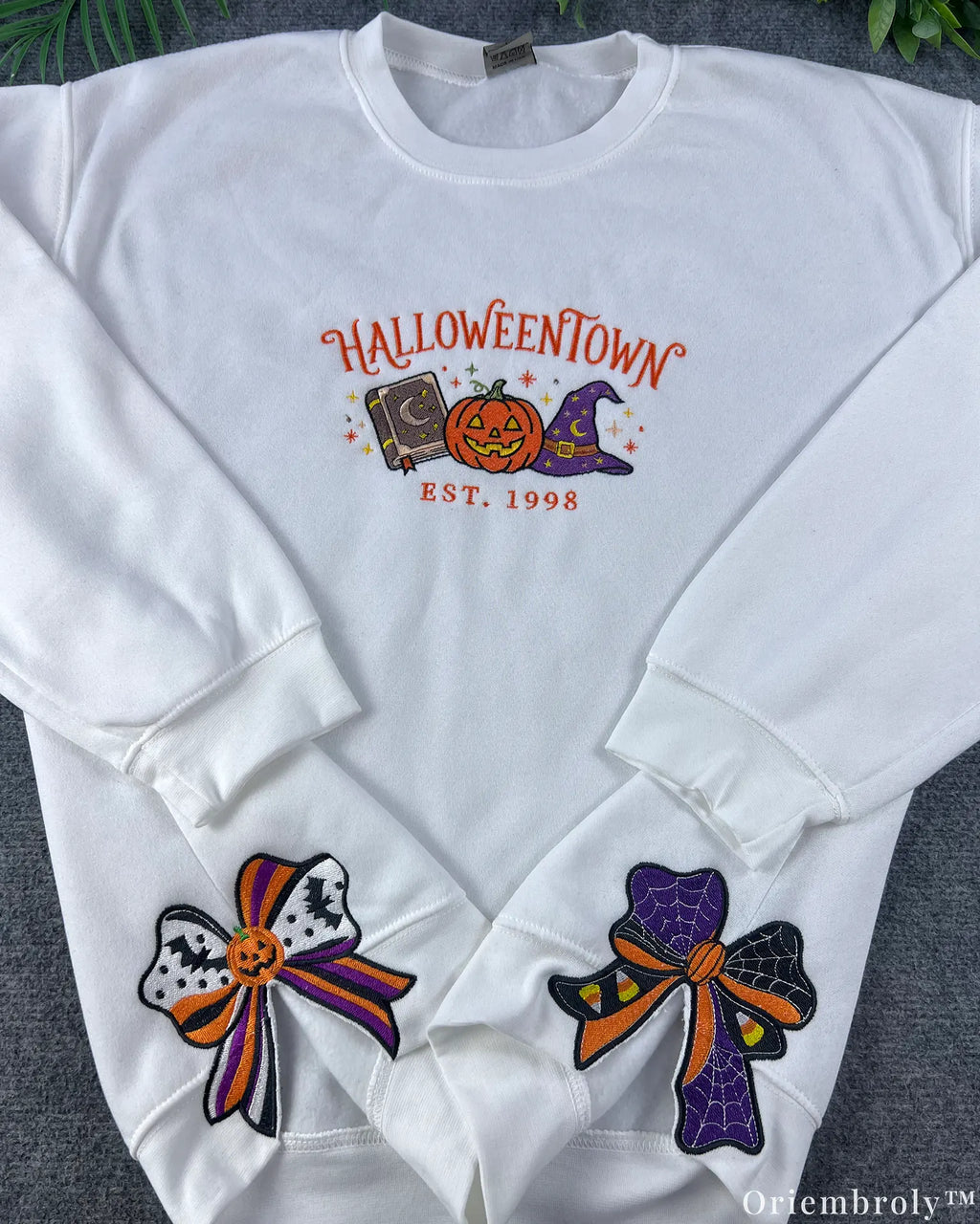 Vintage Halloween embroidered witch book sweatshirt