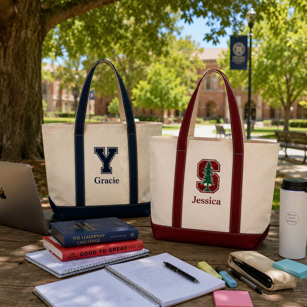 Custom College Embroidered Tote Bag – Personalized University Canvas Tote Gift